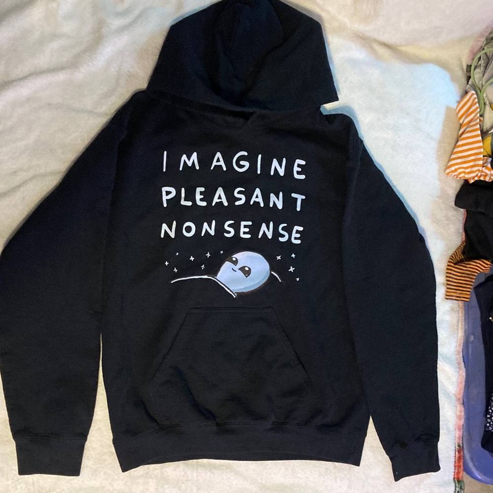 Gildan Black Hoodie with White Print